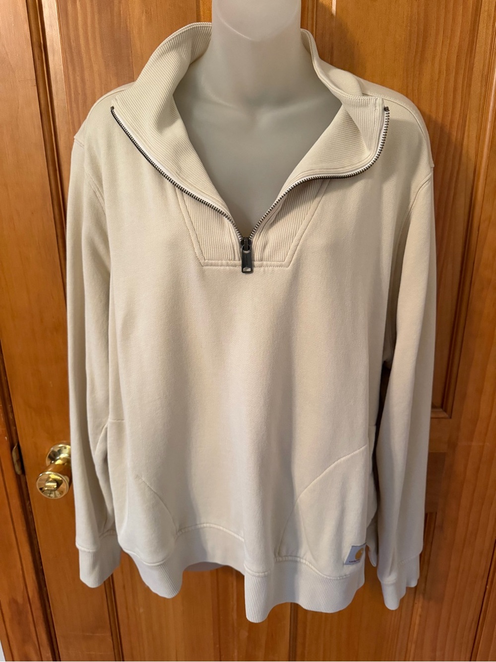 Carhartt woman’s Zip-Neck Pullover Sweater - Cream